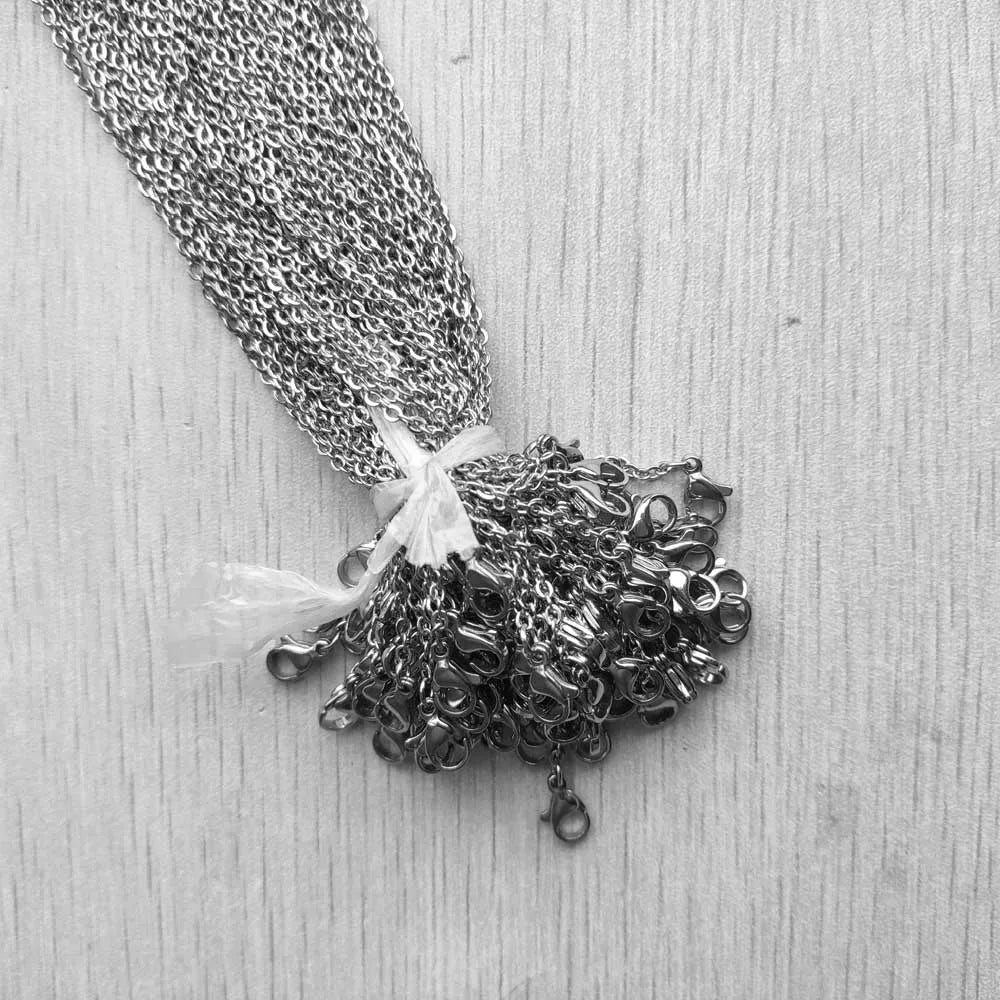 Stainless Steel Chain Necklaces 2mm 1.5mm 45cm 50cm 60cm with Lobster Clasp for Pendants Jewelry Making Bulk Pack of 100