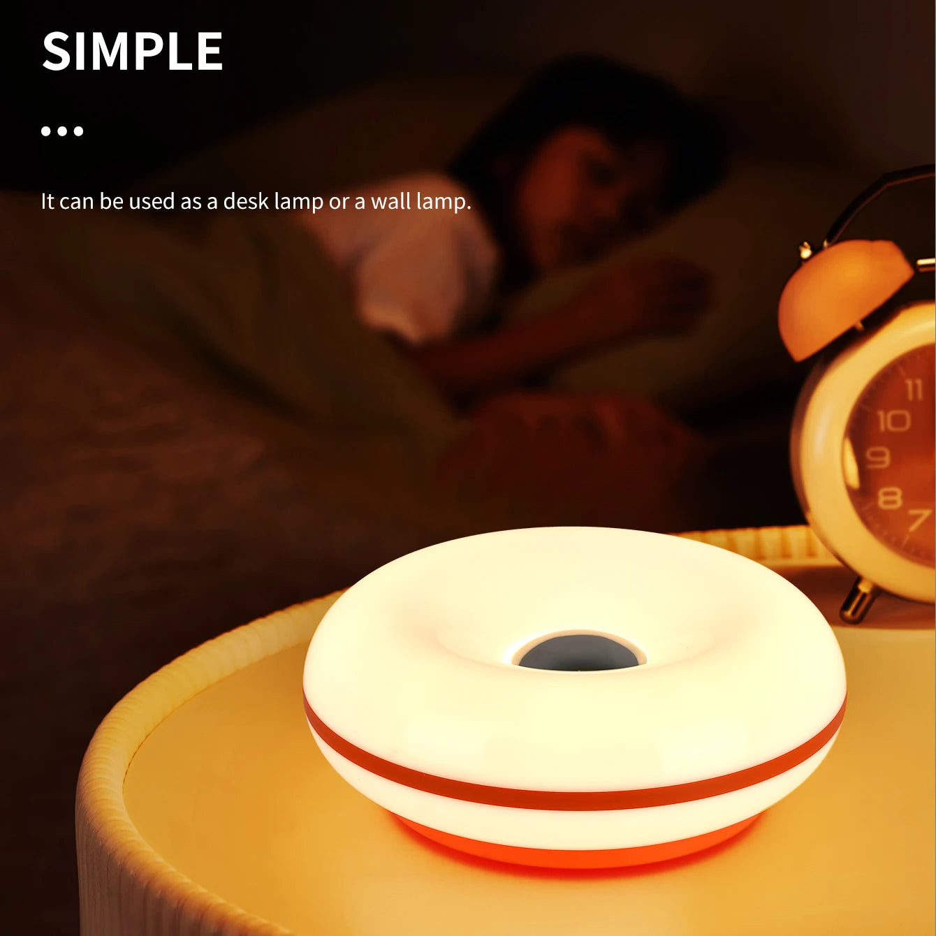 Bauhaus Table Lamp with USB Plug Modern Bedroom and Living Room Decorative Donut Ambient Light
