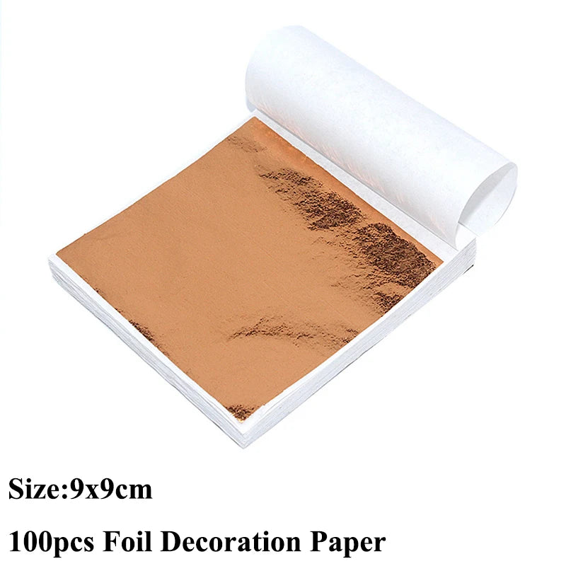 100pcs Imitation Gold Sliver Copper Foil Paper for DIY Crafts