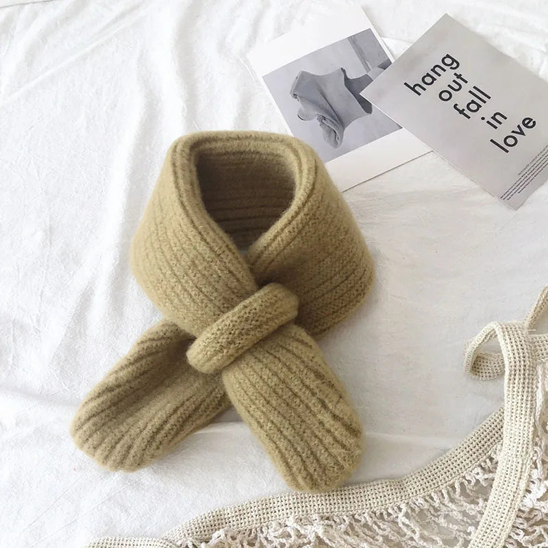 Simple Fashion Baby Scarf Candy Color Woolen Knitted Scarves for Kids Winter Warm Neckerchief