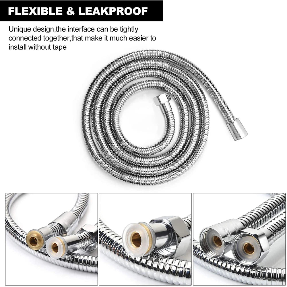 1.5/2M Black SUS 304 Flexible Shower Hose for Easy Plumbing