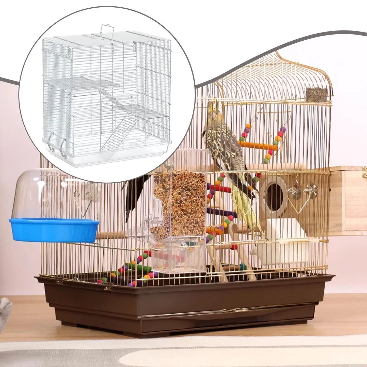 Metal Wire Bird Cage with Handle Play Cage Decor Tabletop Parrot Cage Birdcage for Lovebird Budgies Parrots Pigeon Ringneck