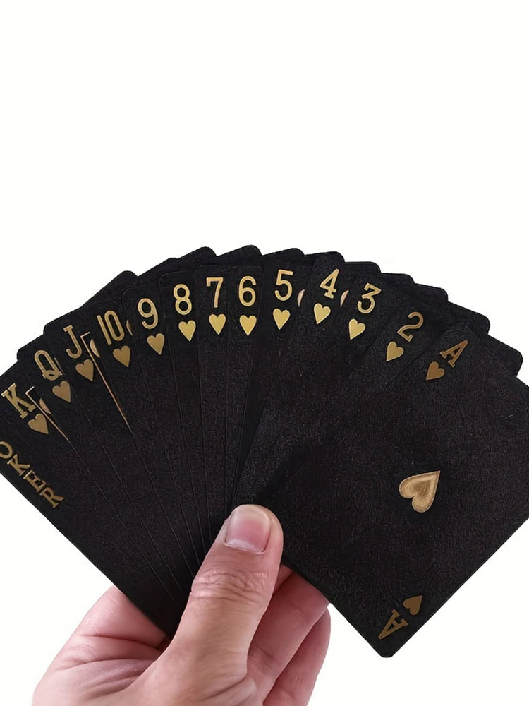 Black Gold Waterproof Plastic Playing Cards for Poker Games