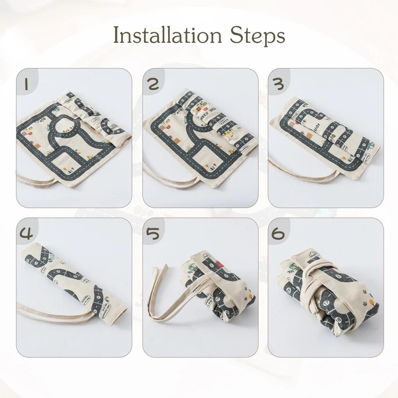 Children's Montessori Traffic Toy Wooden Car Game with Baby City Road Map 35x31 CM Educational Gift for Kids