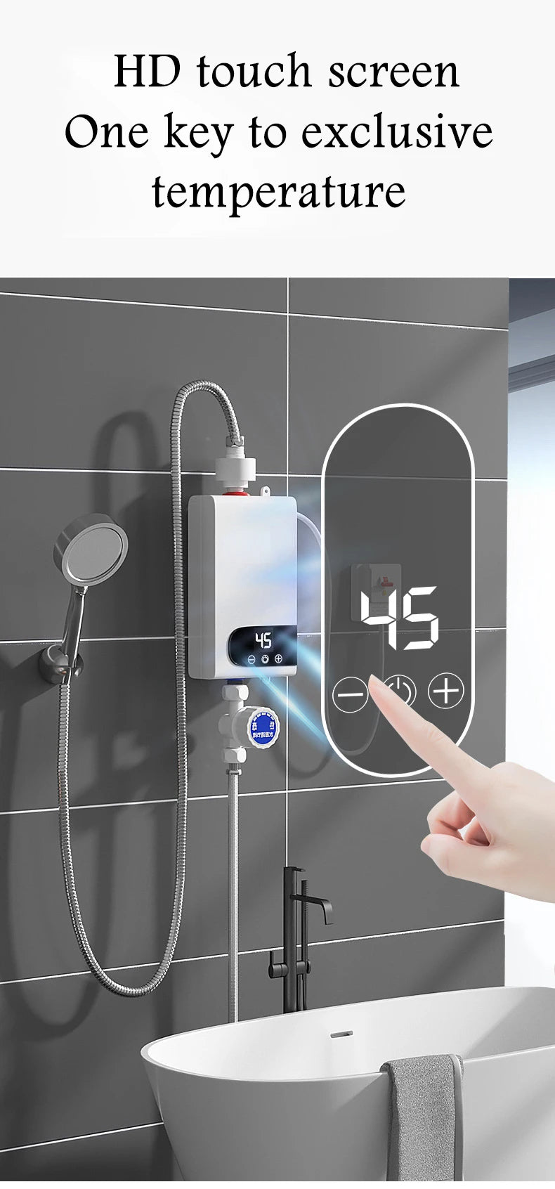 Instant Water Heater 220V 5500W Portable Electric Heater for Quick Bathroom and Kitchen Hot Water