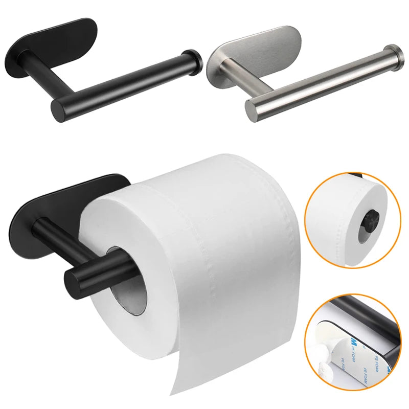 No Drilling Toilet Paper Holder SUS304 Stainless Steel Self Adhesive Wall Mount Dispenser for Bathroom Kitchen