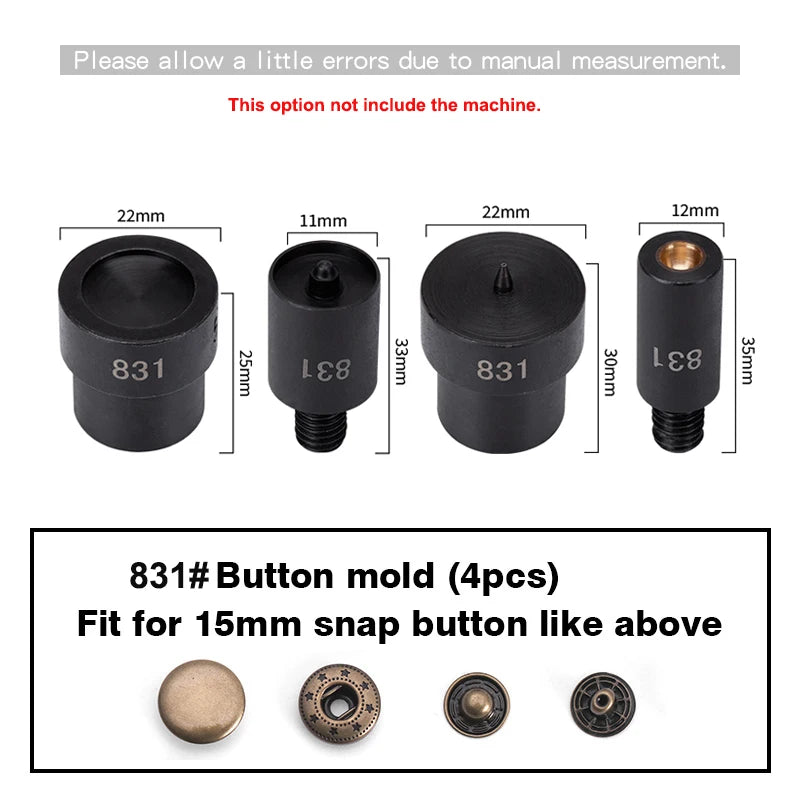 WUTA Manual Button Installation Tool for DIY Crafts Mute Punching Mushroom Rivets and Eyelets Hand Pressing Tool