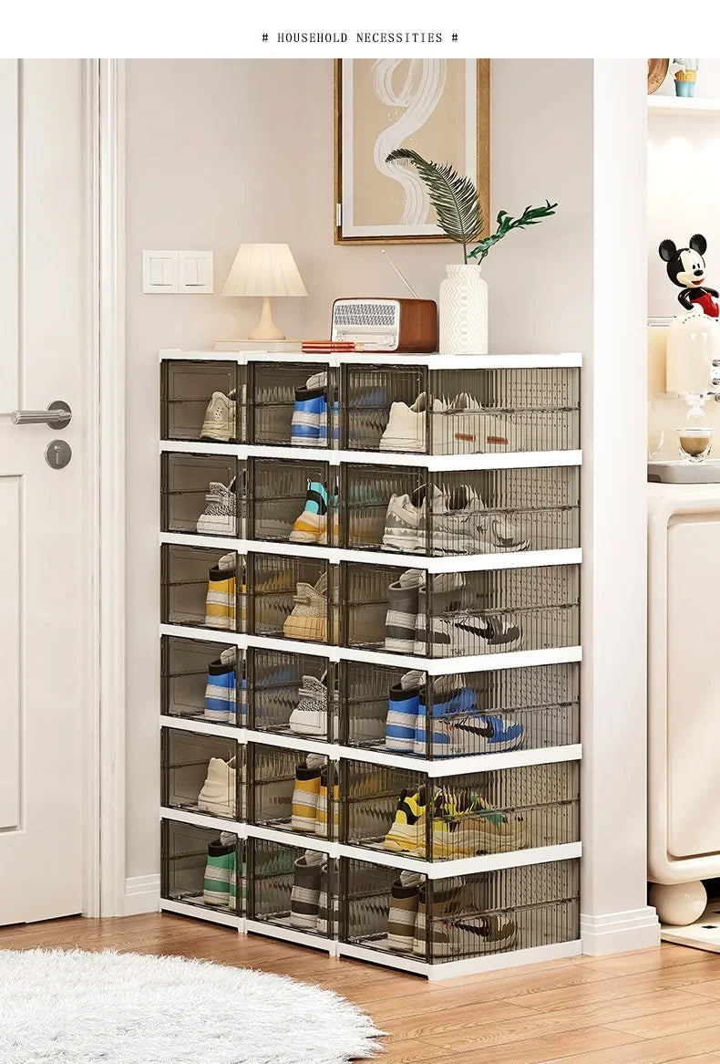 Dustproof 6 Layers Foldable Shoe Box Stackable Organizer