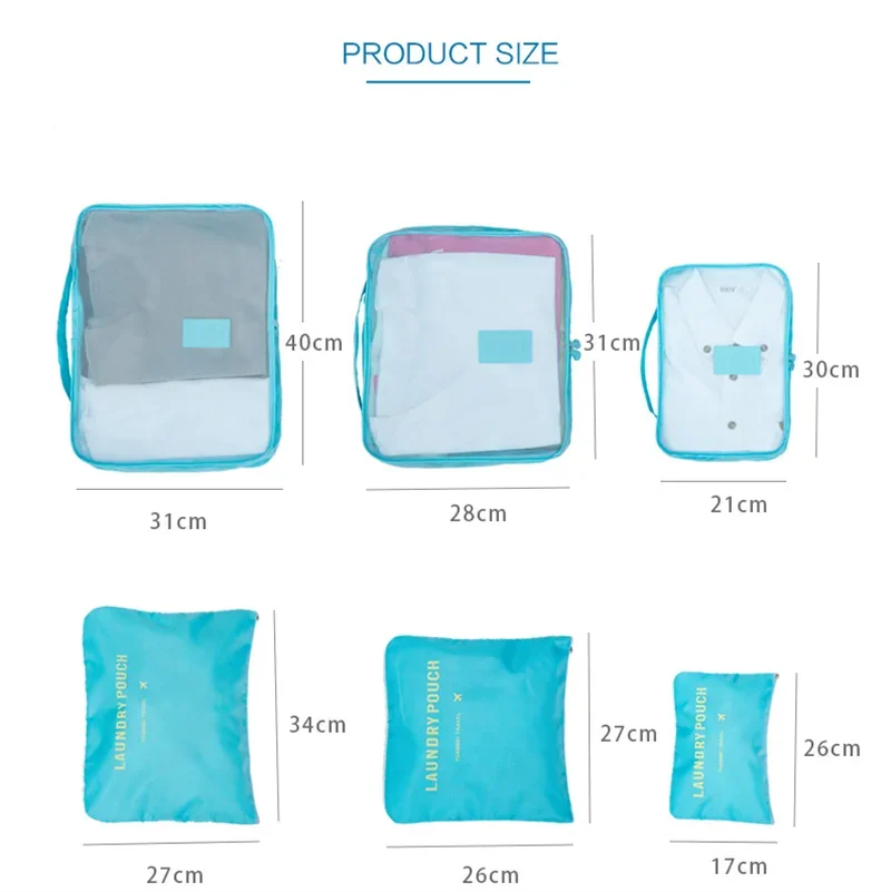 7Pcs Folding Travel Organizer Storage Bags Set for Clothes and Shoes