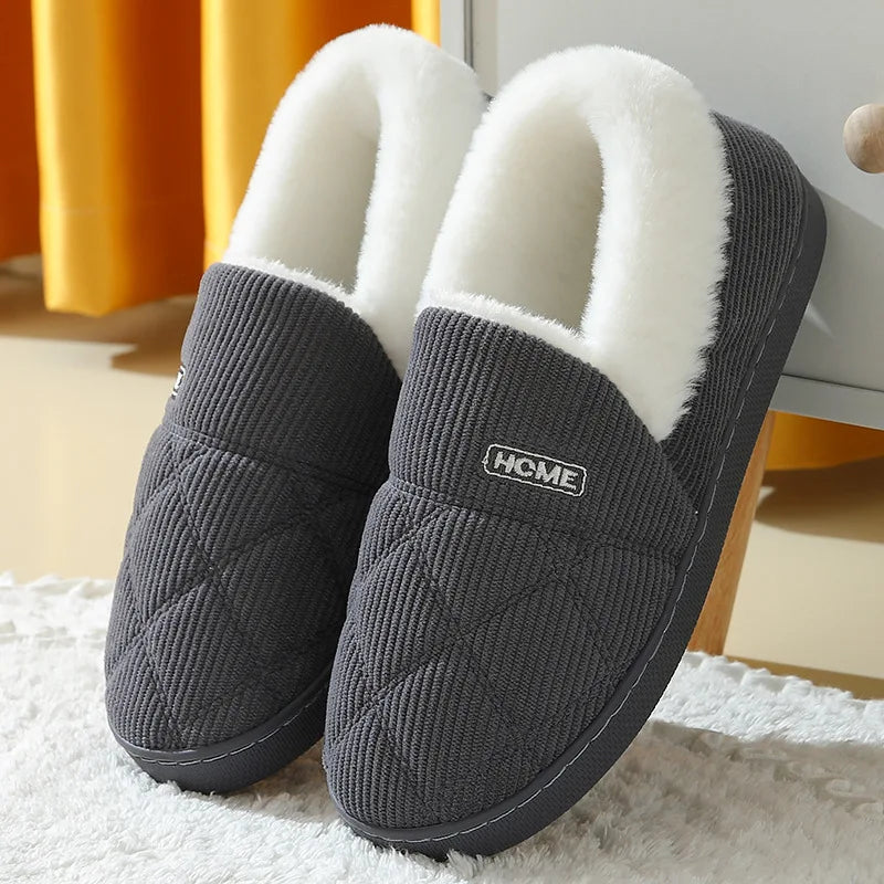 Comwarm New Women Slippers Plush Fur Thick Sole Antiskid