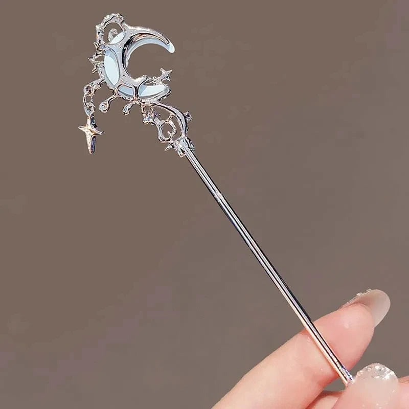 Vintage Moonstone Star Moon Hair Sticks for Women Accessories
