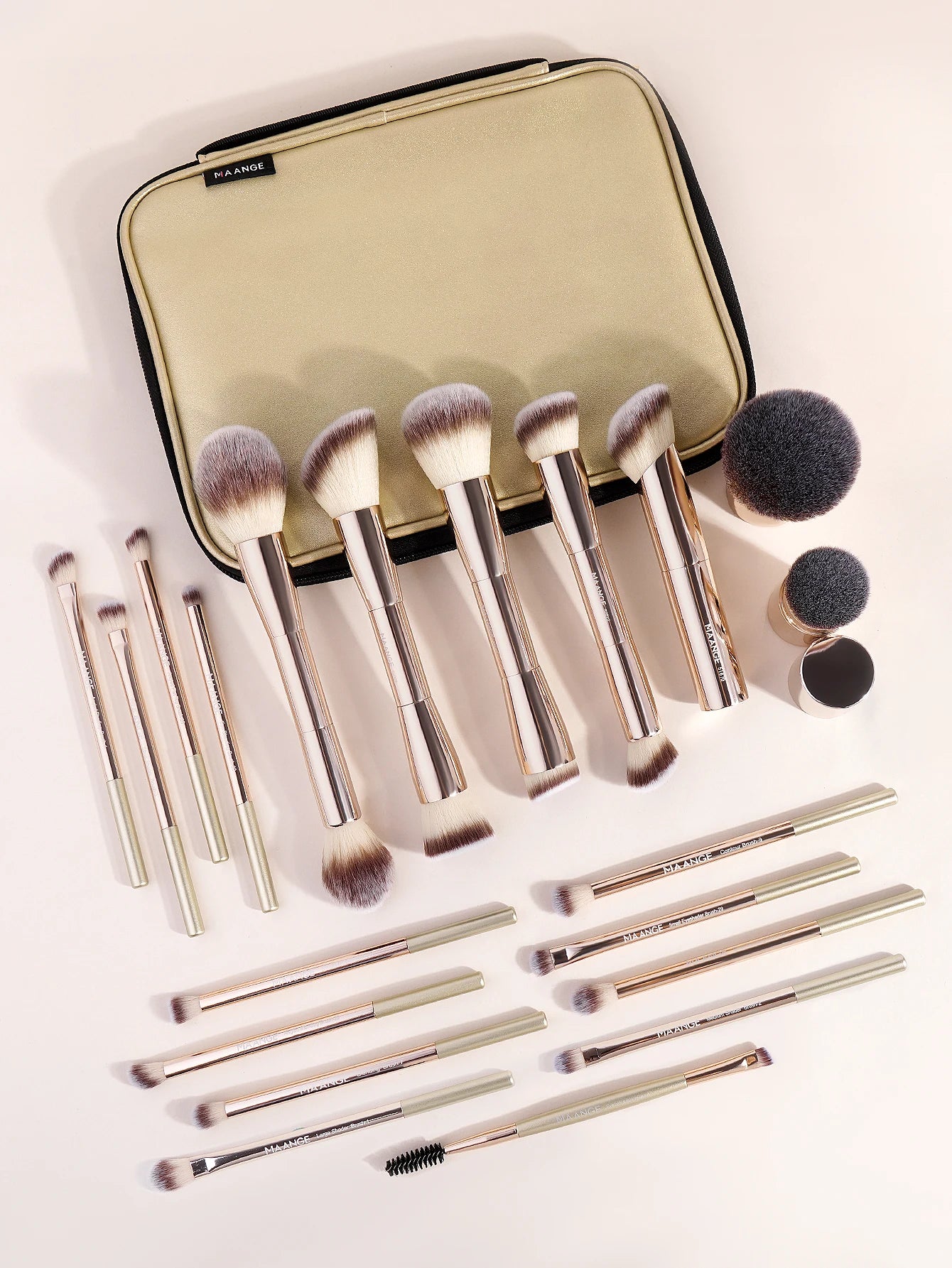 MAANGE 20 Piece Professional Makeup Brush Set with Dual Ended Brushes and Storage Bag