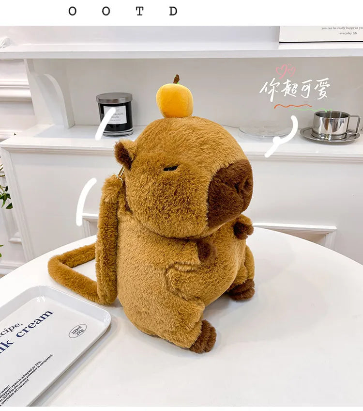 Capybara Plush Backpack Kawaii Mini Knapsack Bag for Kids