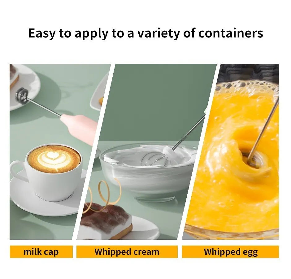 1 PCS USB Rechargeable Handheld Egg Beater 3 Speeds Milk Frother