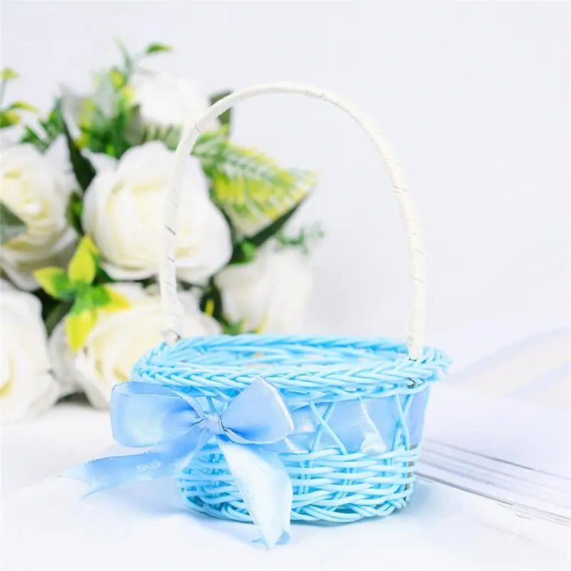 1PC Round Small Flower Storage Basket Hand-Woven Decorative Home Basket