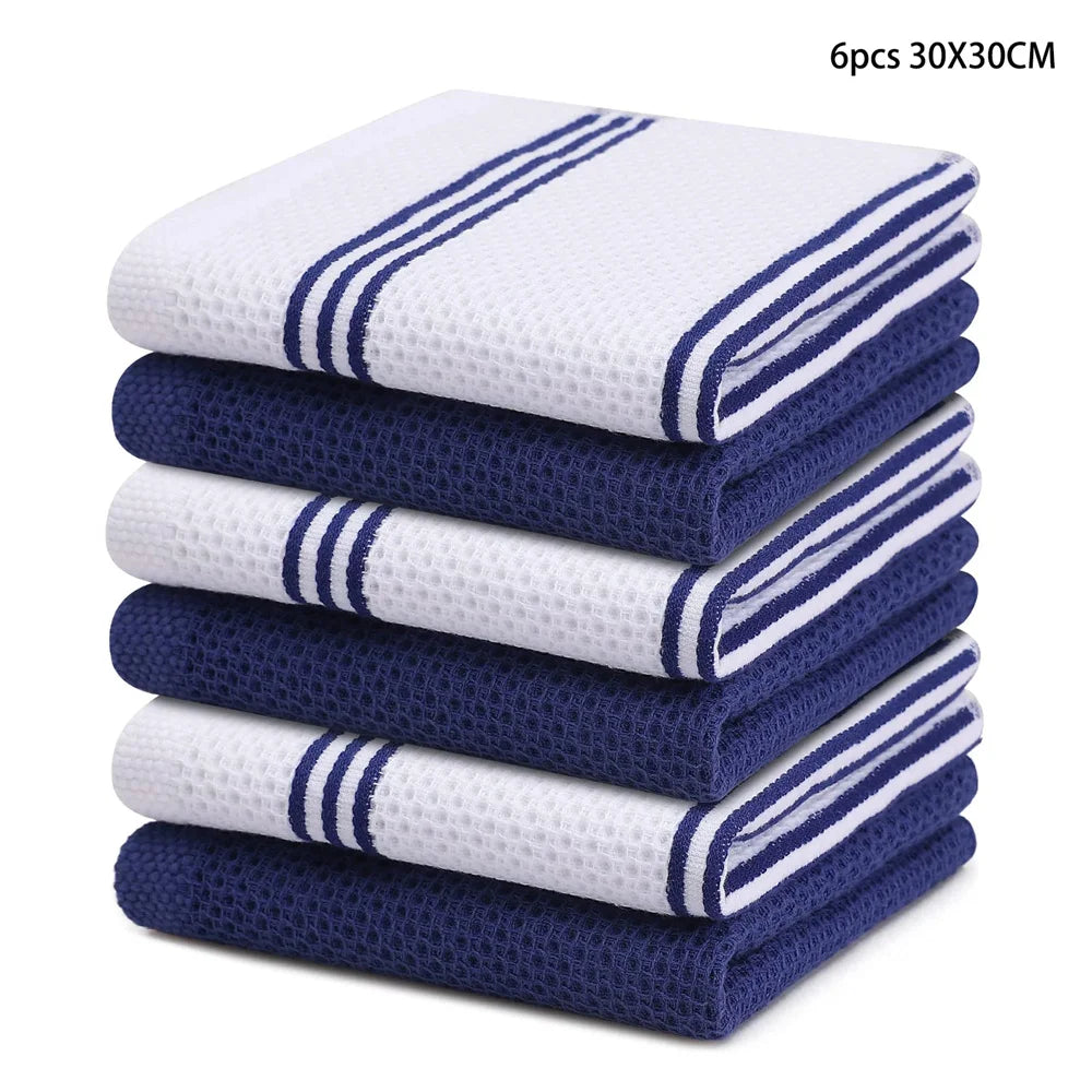 Olanly Cotton Kitchen Towels Set of 4 or 6 Absorbent Waffle Weave Dishcloths Soft and Durable for Home Cleaning