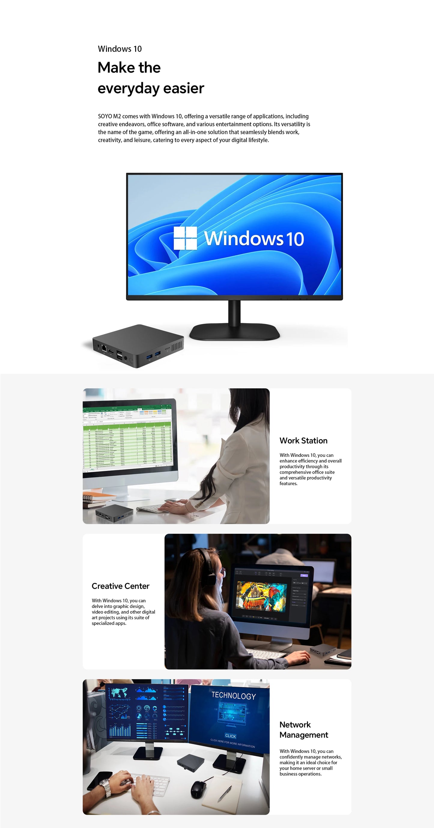 SOYO M2 Mini PC with 6GB RAM, 64GB EMMC, Intel N3350
