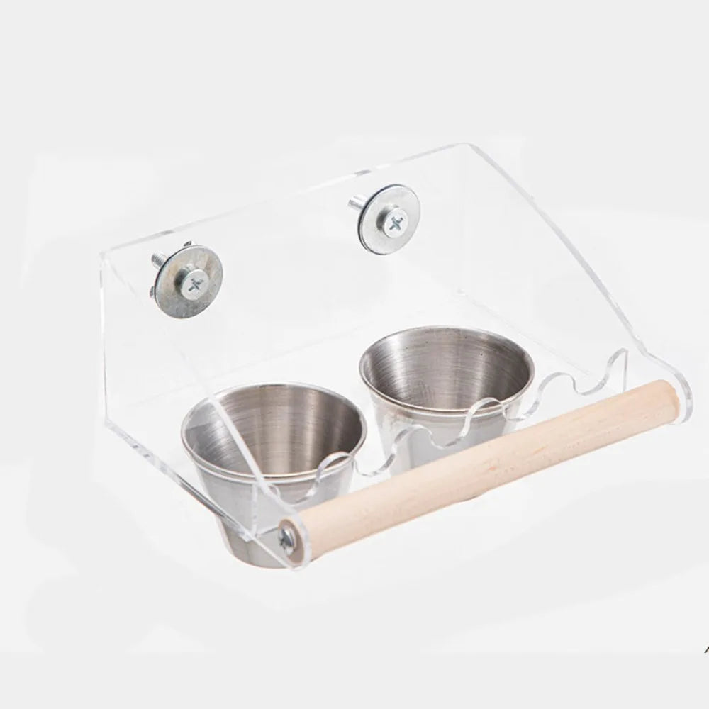 Acrylic Cage Mounted Bird Feeder Large Capacity Anti Splashing Bird Food Dispenser Anti-spread Detachable Parrots Food Container