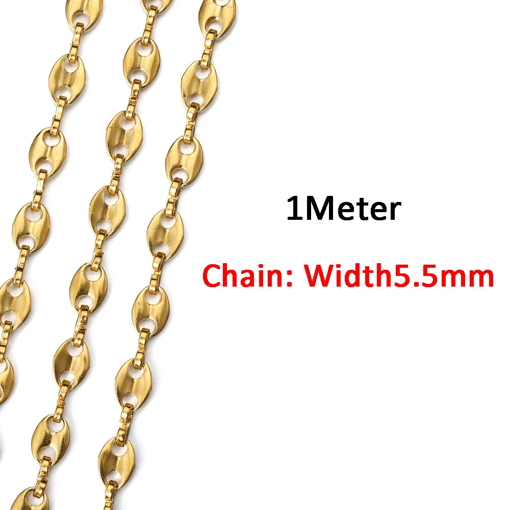 2 Meters/1 Meter High Quality Gold Color Stainless Steel Chain for DIY Jewelry Making