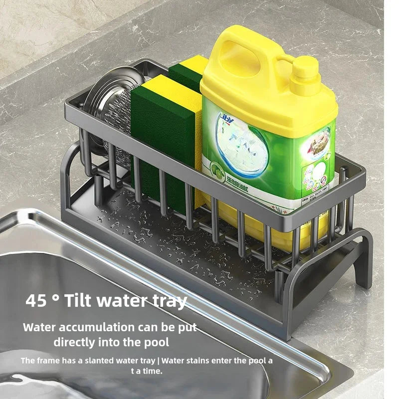 Stainless Steel Kitchen Sink Drain Rack Sponge Holder Soap Drainer Towel Organizer Shelf Accessories