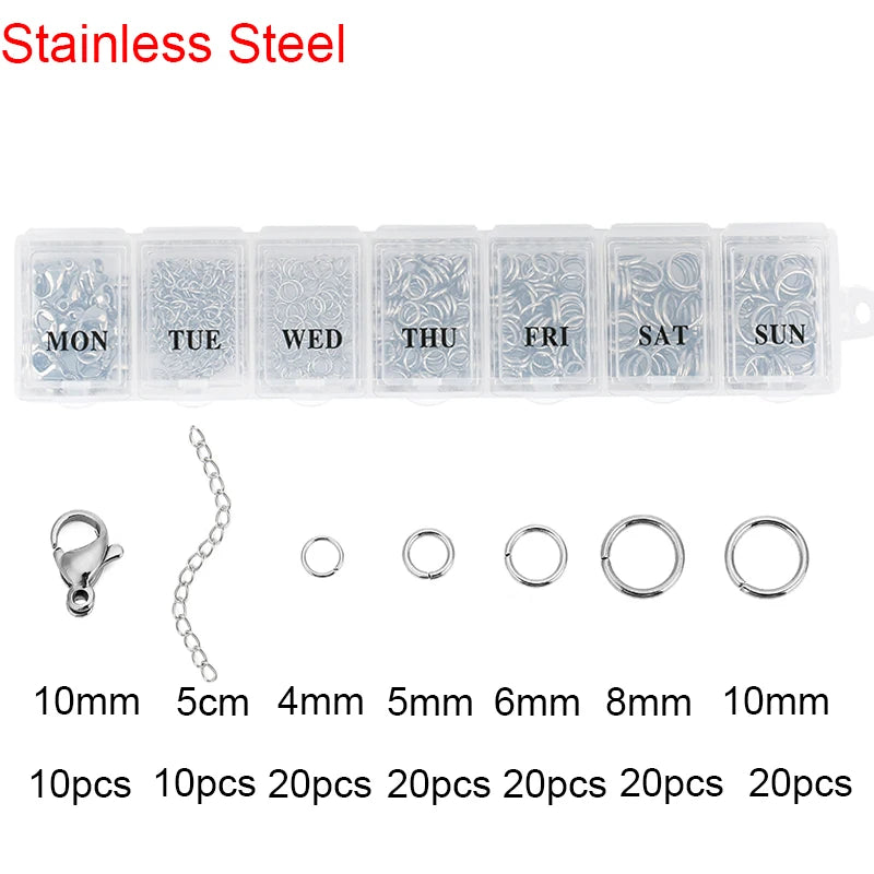 Jewelry Making Kit Set Box Stainless Steel Findings for Bracelets and Necklaces