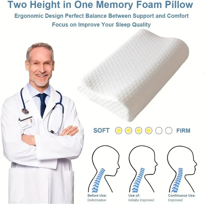 1pc Memory Foam Pillow For Anti-Snoring With Knitted Cover