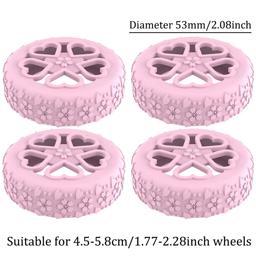 4PC Silicone Suitcase Wheel Protection Case for Quiet Travel