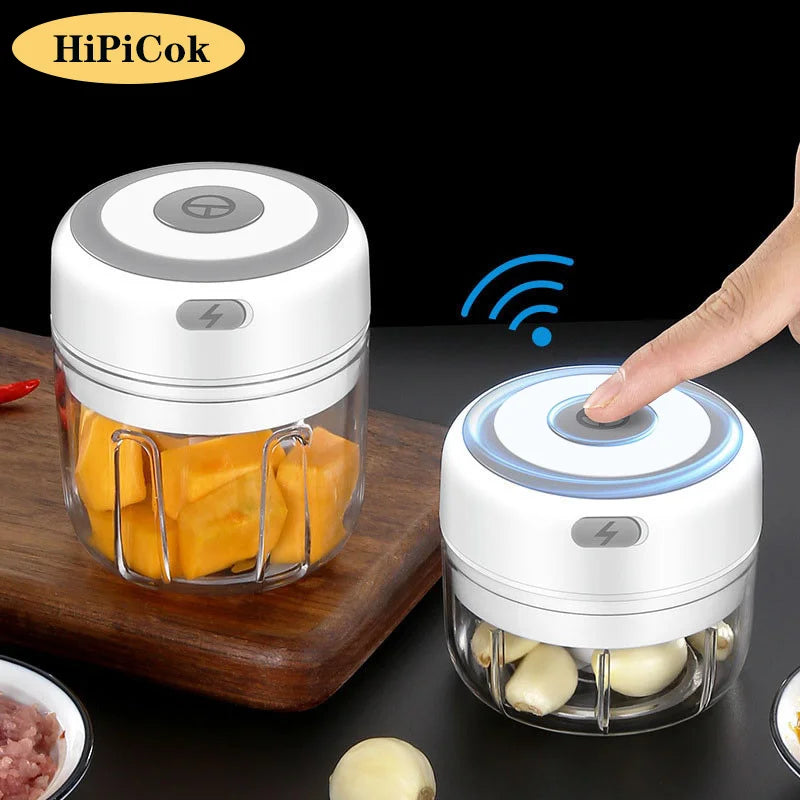 HiPiCok Electric Meat Grinder Garlic Crusher Mini Chopper USB Kitchen Gadget