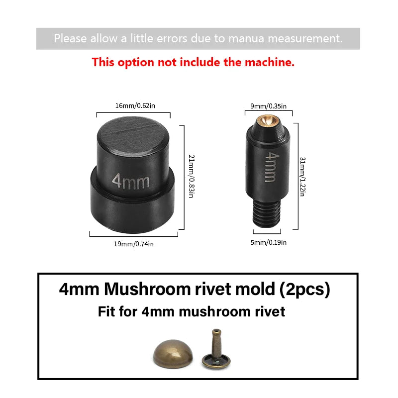 WUTA Manual Button Installation Tool for DIY Crafts Mute Punching Mushroom Rivets and Eyelets Hand Pressing Tool