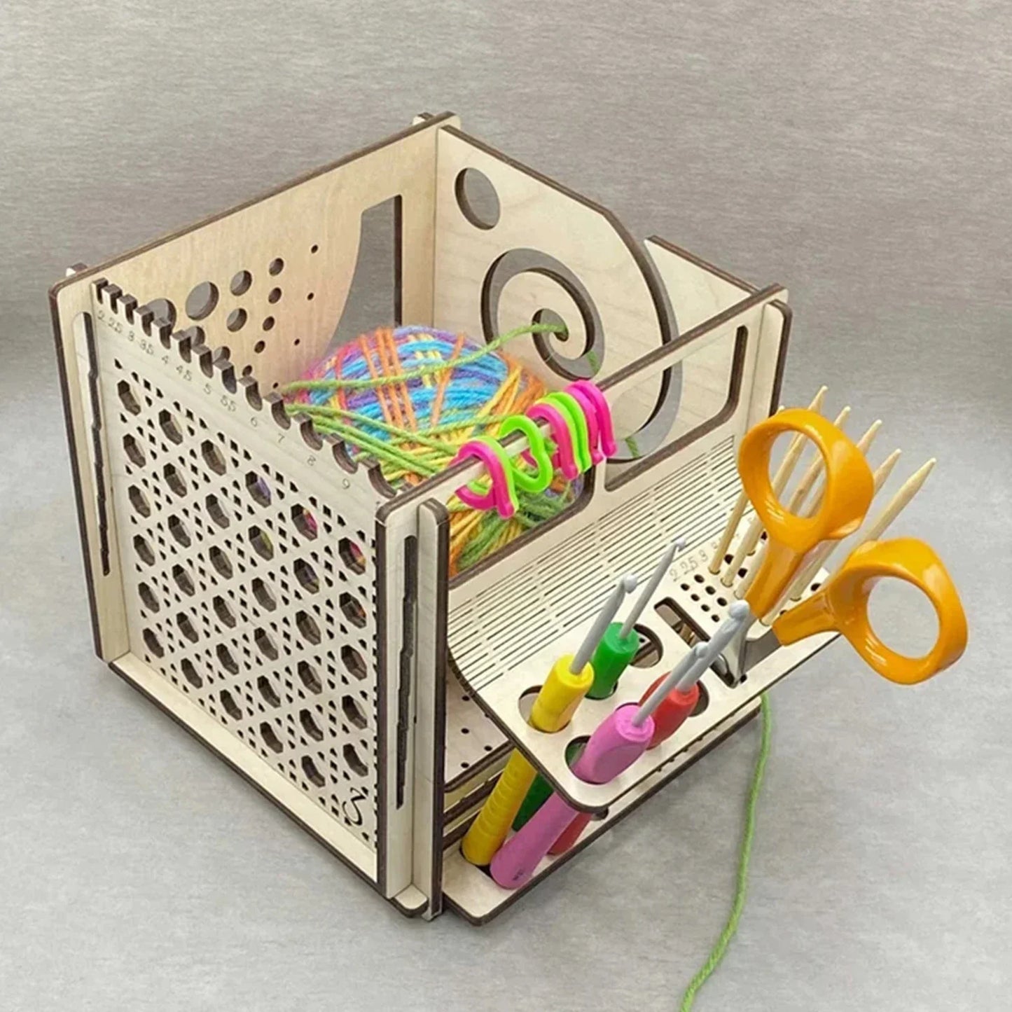 DIY All-In-One Wooden Yarn Bowl Crochet Organizer Holder