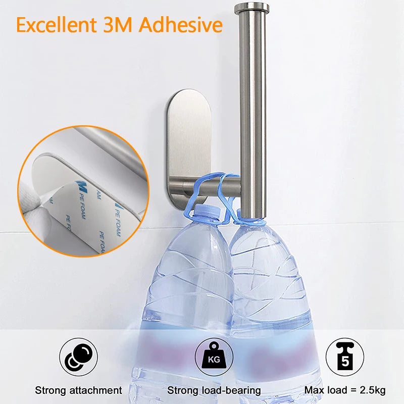 No Drilling Toilet Paper Holder SUS304 Stainless Steel Self Adhesive Wall Mount Dispenser for Bathroom Kitchen