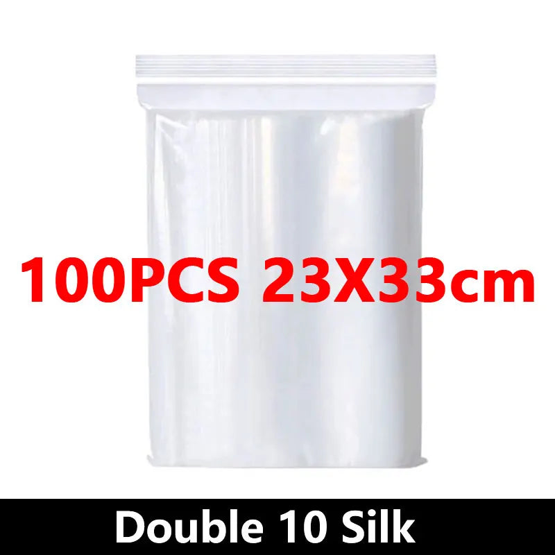 100Pcs Thicken Zipper Sealed Bags Clear Plastic Storage Bags for Jewelry and Food Packing