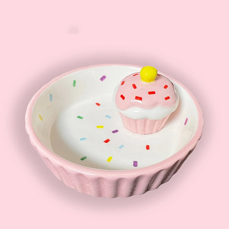 Ceramic Cake Hamster Bowl Small Pet Food Bowl for Home Use Multi-color Small Jewelry Box Rabbit Feeder Parrot Supplies