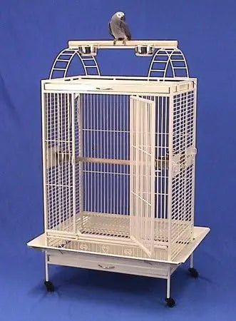 Large Parrot Cage - Perfect for African Greys, Cockatiels, Mini Macaws, Small Cockatoos , 32" W x 22" D x 64" H ,Eggshell White