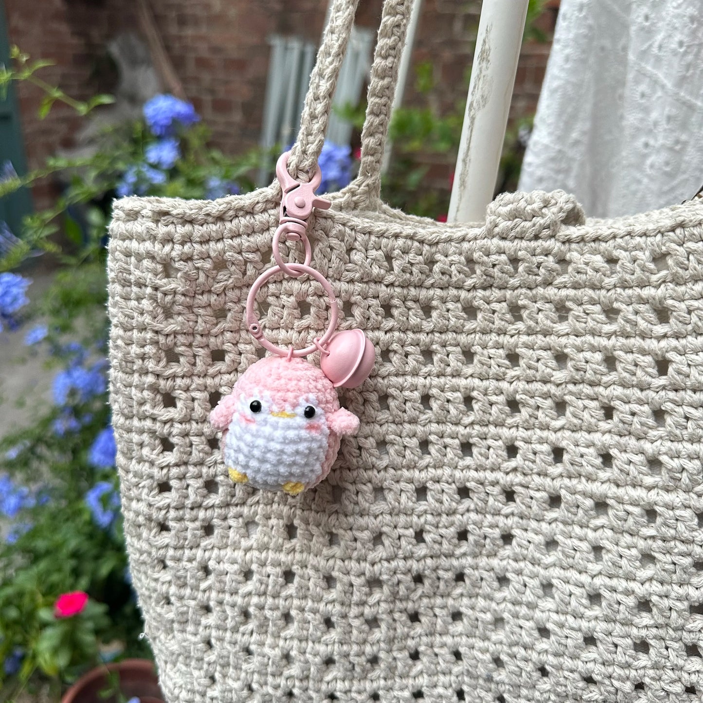 Handmade Cute Cotton Wool Penguin Doll Crochet Keychain