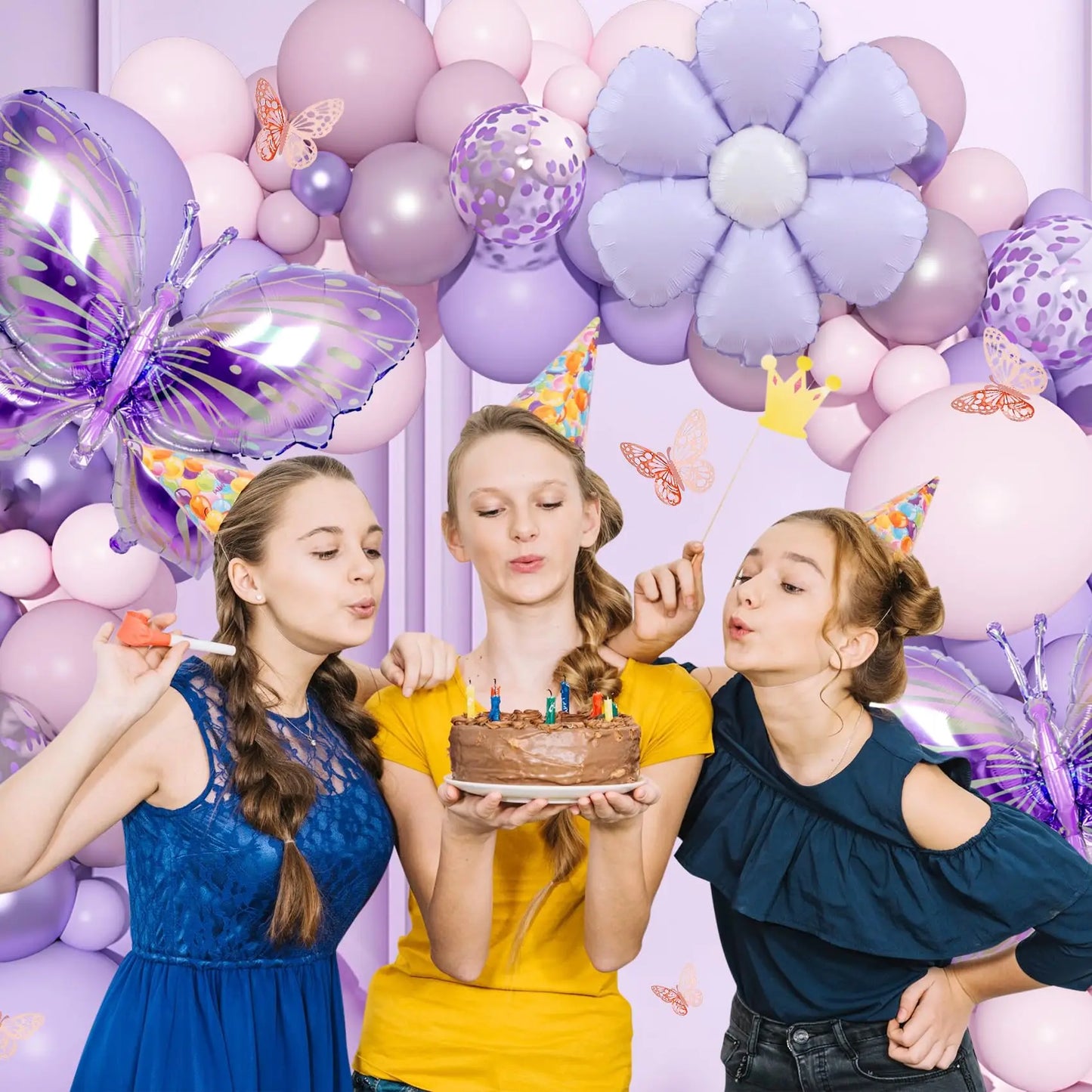 Pink and Purple Butterfly Balloon Arch Garland Kit for Baby Showers Weddings Girls Birthday Parties and Bachelorette Celebrations