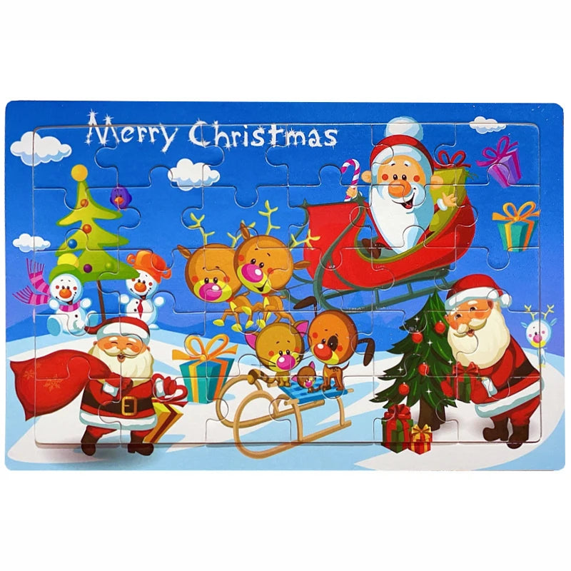 30 Pieces Wooden Jigsaw Puzzle Kids Cartoon Animal Vehicles