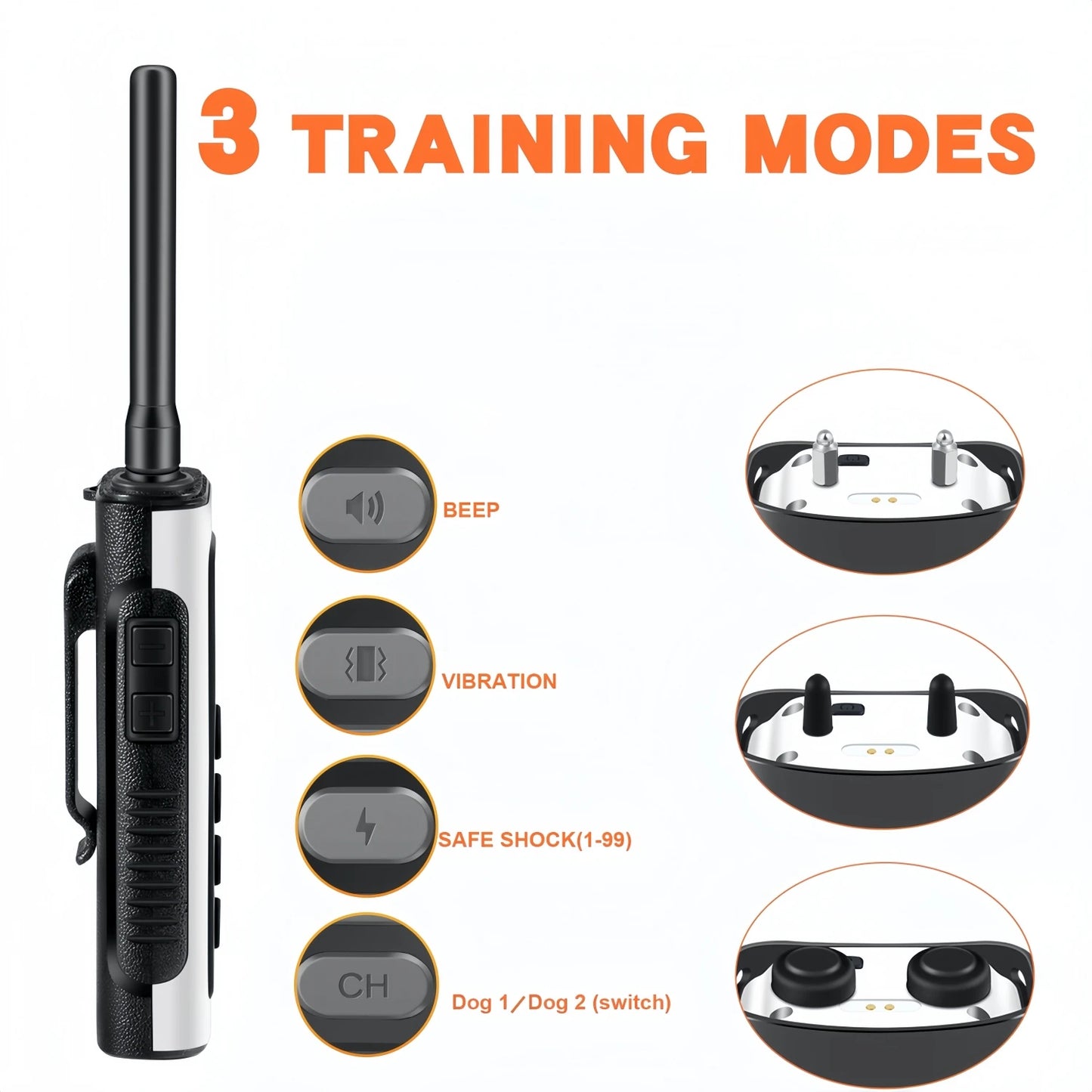 3500FTDigital Dog Training Collar Waterproof Rechargeable Remote Control Pet with LCD Display for All Size Shock Vibration Sound