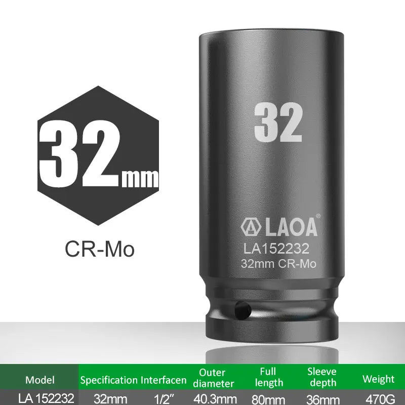 LAOA 17-32mm Hex Socket Wrench 1/2 Inch Head for Ratchet and Drill