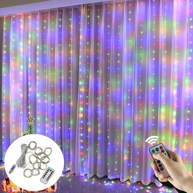LED Curtain Garland Lights 8 Modes USB Power Remote Control Waterproof Fairy Light Festive Lighting Wedding Christmas Decor
