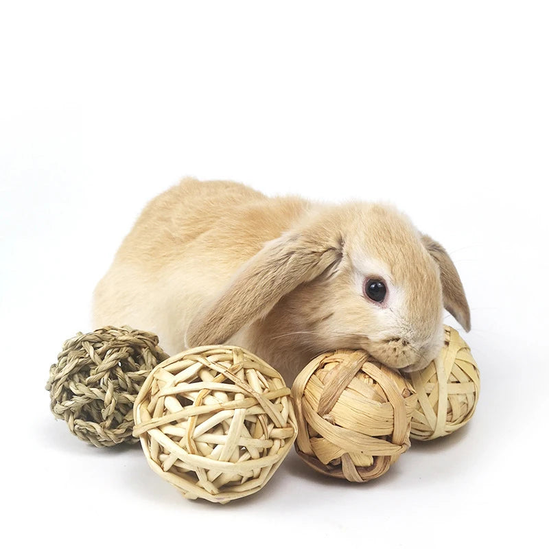 Chewing Braided Ball Guinea Pig Rabbit Hamster Small Animal Play Pet Interactive Chew Toy Natural Grass Ball hamster toy