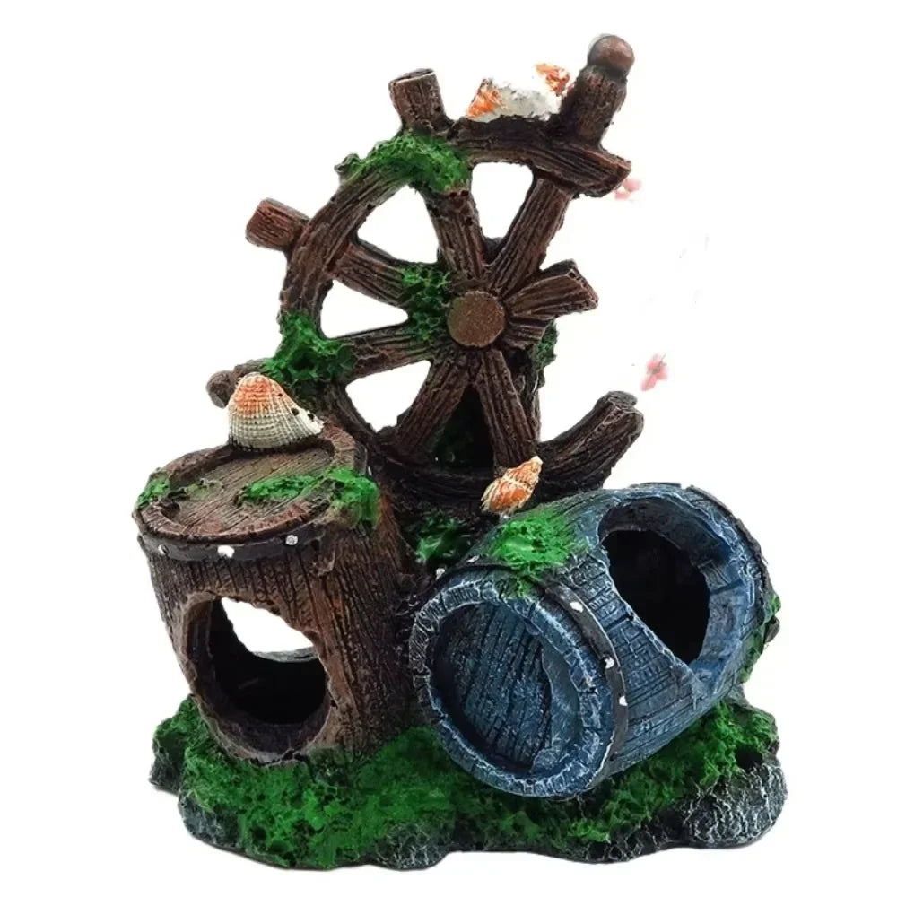 Aquarium Artificial Barrel Cave Resin Ornaments Decorations Landscaping Accessories For Fish Tank Aquarium Decoration Supplies