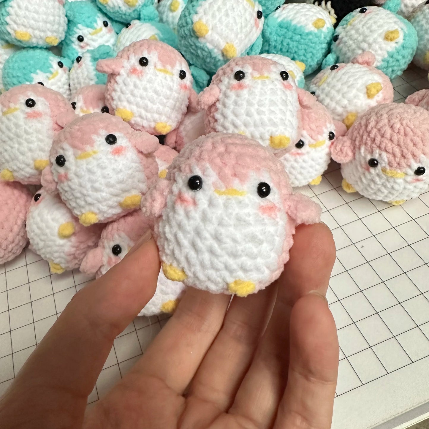 Handmade Cute Cotton Wool Penguin Doll Crochet Keychain