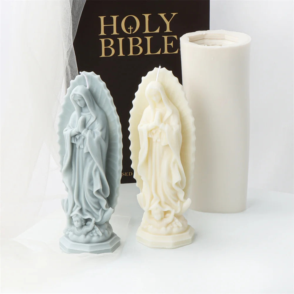 Religious Blessed Virgin Mary Candle Silicone Mold for Crafts