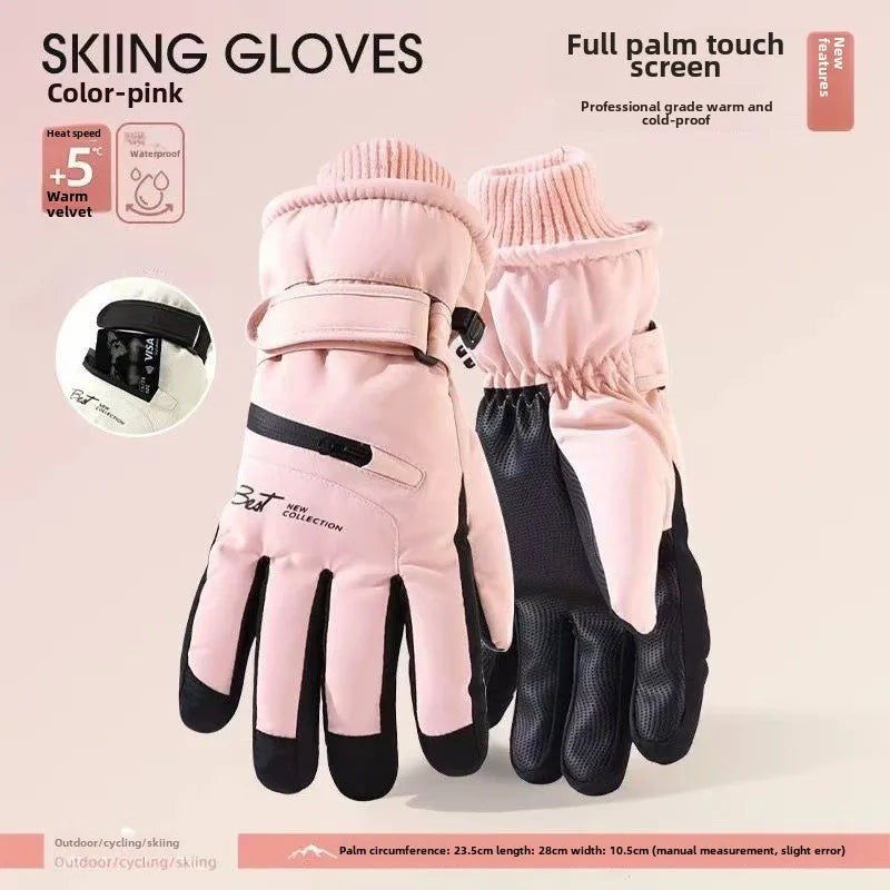 Non Slip Touch Ski Gloves Waterproof Pocket Warm Unisex Snowboard Accessories