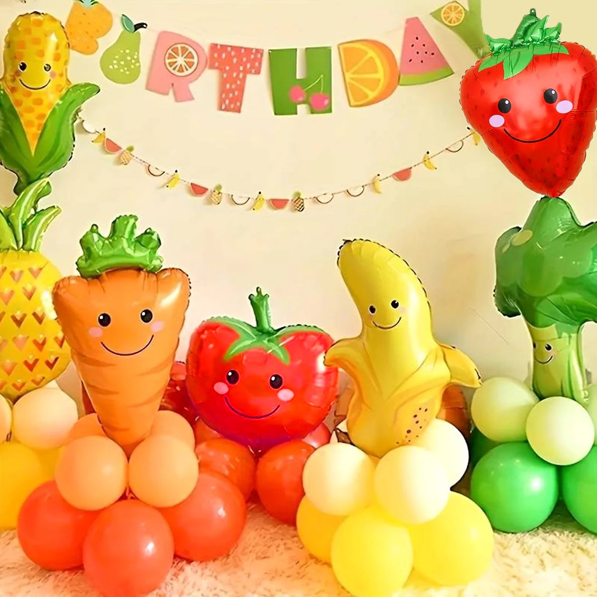 1/7pcs Fruit and Vegetable Balloons for Birthday Baptism Party