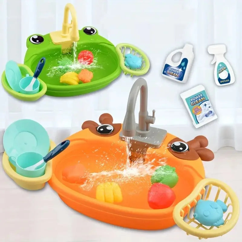 Play House Kitchen Simulation Set with Electric Faucet for Parent-Child Interaction
