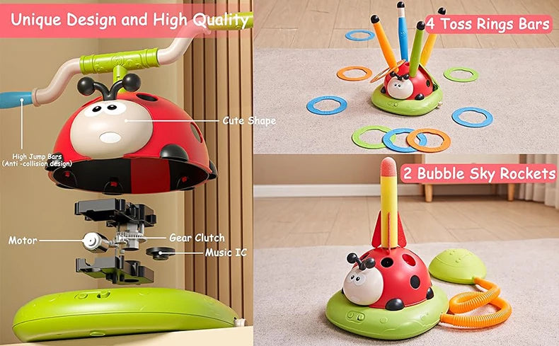 Rocket Launcher Ladybug Jump Game Machine for Kids - 3 Styles Outdoor Toy to Develop Grasping and Movement Skills