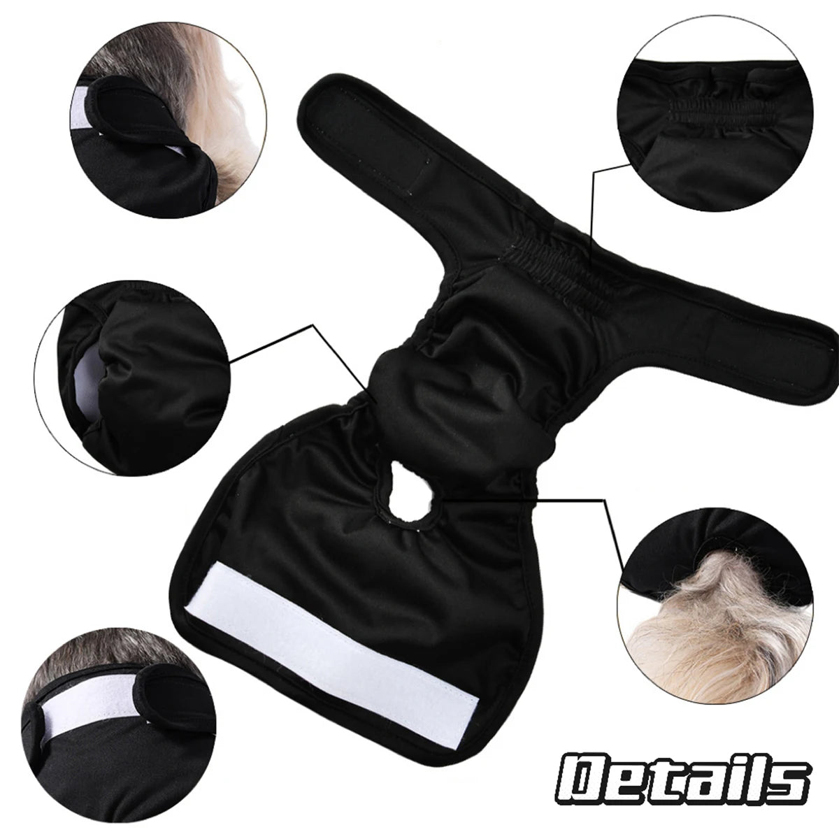 3pcs Washable Female Dog Diaper for Small Medium Dogs Adjustable Pet Physiological Pant Reusable Leakproof Pets Diapers Sets