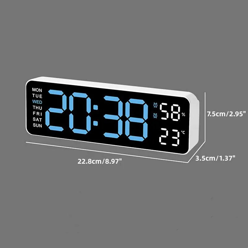 12inch Smart Mute LED Electronic Wall Clock with Thermometer